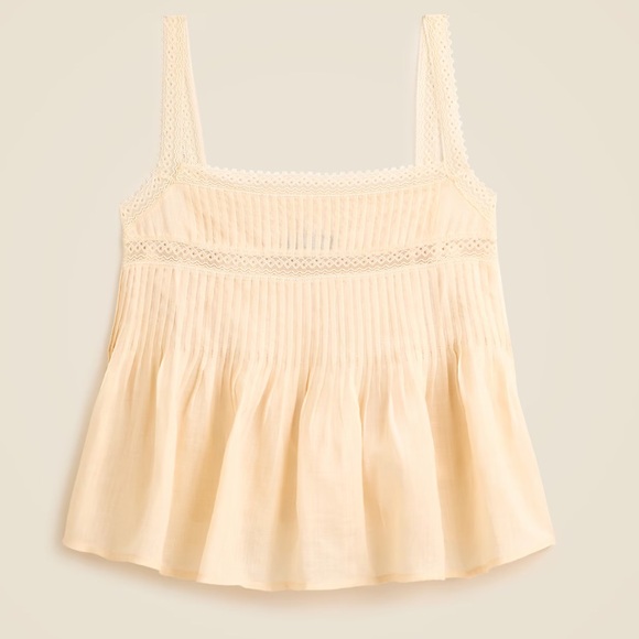J. Crew Tops - J.Crew Lace-trim tank top in ramie